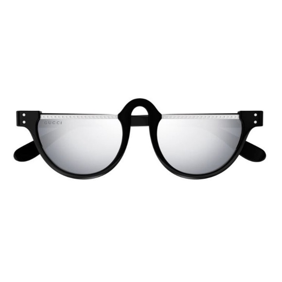 NEW GUCCI OVAL SUNGLASSES GUCCI GG1368S 001 BLACK SILVER EYEWEAR - Picture 2 of 3